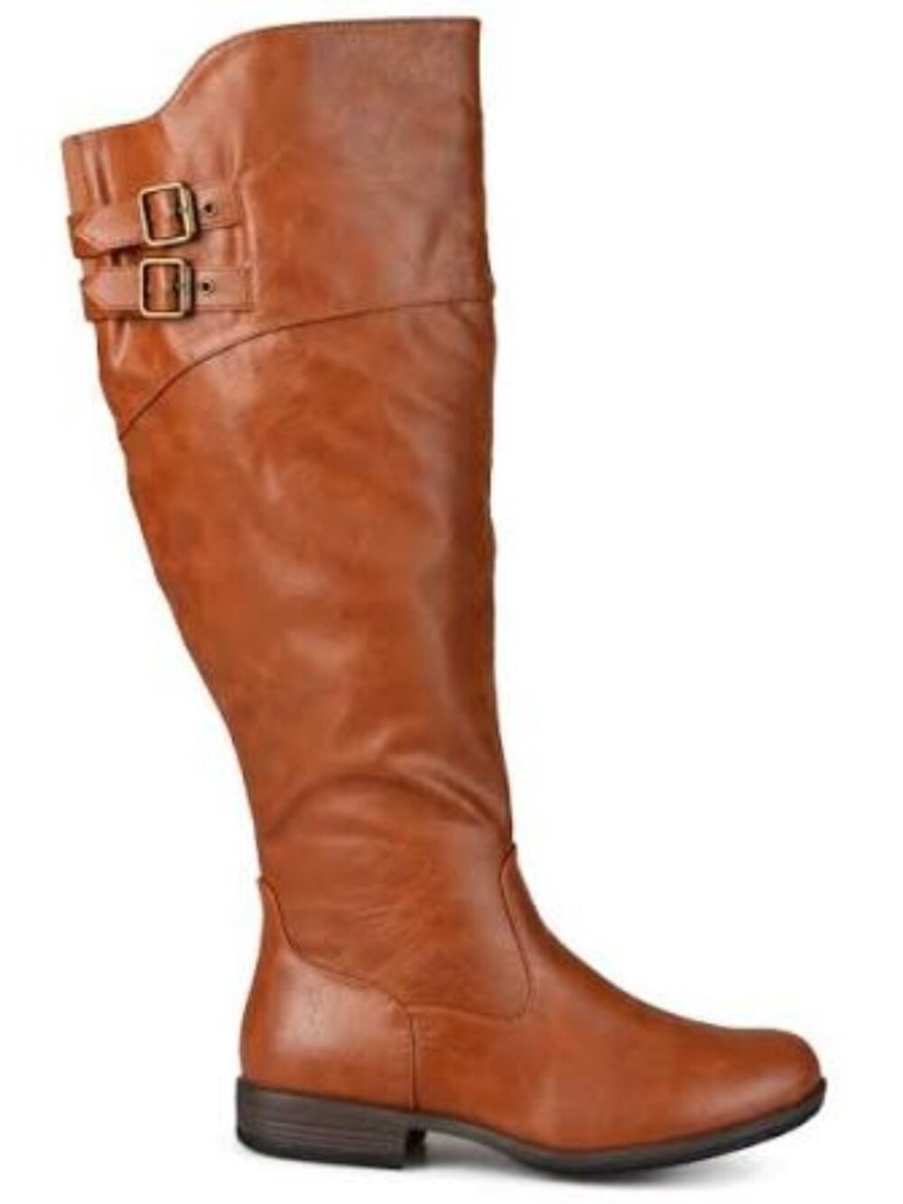 NEW JOURNEY + CREW BROWN FAUX LEATHER WIDE CALF TALL "TORI" RIDING BOOTS SZ 8
